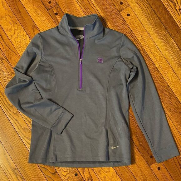 Nike golf size medium grey‎ and purple 3/4 zip long sleeve tunic top - Picture 1 of 6